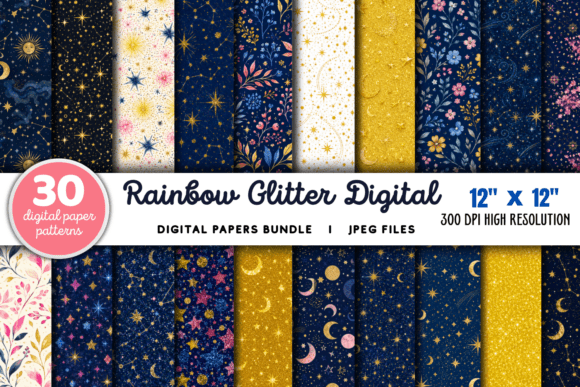 Download Rainbow Glitter Digital Paper Bundle - Glitter digital paper Collection