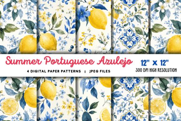 Download Summer Portuguese Azulejo Lemon Pattern - Lemon pattern Collection