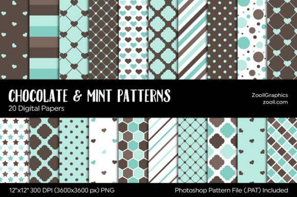 Download Chocolate and Mint Digital Papers - Premium Resources