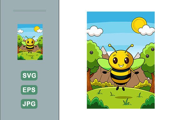 Download Bee Vector Landscape Background - Premium Bundle