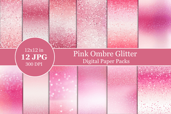 Download Pimk Ombre Glitter Digital Paper - Glitter digital paper Collection