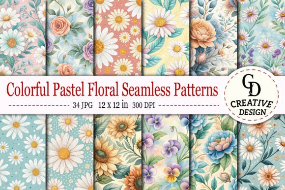 Download Colorful Pastel Floral Seamless Patterns - Premium Resources