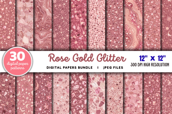 Download Rose Gold Glitter Digital Paper Bundle - Glitter digital paper Collection
