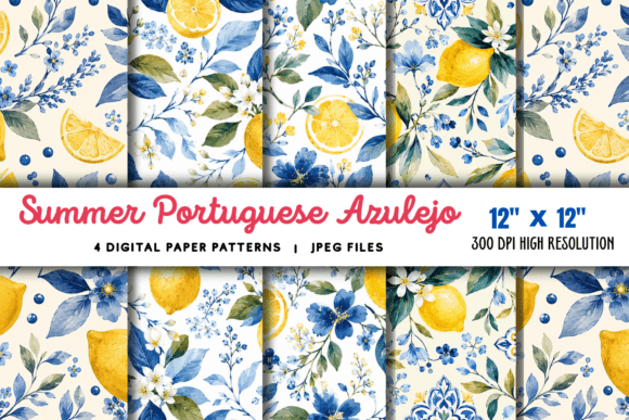 Download Summer Portuguese Azulejo Lemon Pattern - Lemon pattern Collection
