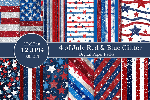 Download 4th of July Glitter Digital Paper - Glitter digital paper Collection