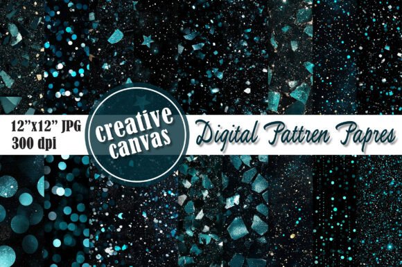 Download Teal Glitter Digital Paper Bundle - Glitter digital paper Collection