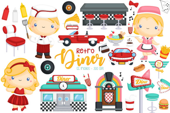 Download Retro Diner Clipart - Fast Food Clip Art - Clip art Collection
